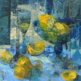 Limones sobre mantel azul - 50x50