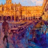 Atardecer en la plaza mayor de Salamanca - 100x100 cm