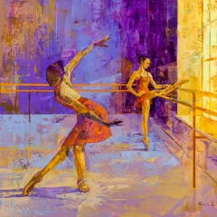 Ensayo de ballet al atardecer - 100x100 cm