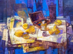 Mesa de estudio con limones - 73x54 cms.