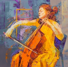 Amarillo para solo de violonchelo - 50x50 cm