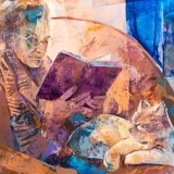 Lectura con gato - 100x100 cm